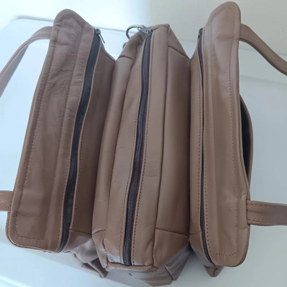 genuine leather,shoulder bag, Kim Rogers,brown Boho,hippie,multipockets. - Picture 11 of 17